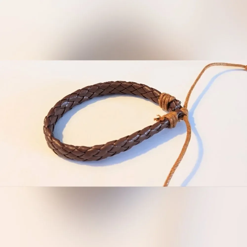 Men's bracelet‎ leather braided brown new d61
